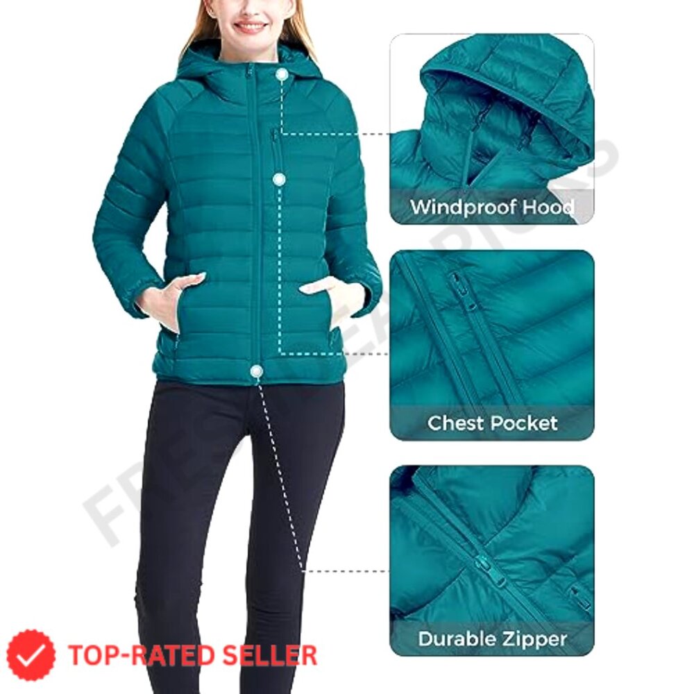 Packable Down Jacket Lightweight Puffer Hooded Wi… - image 6